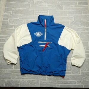 VINTAGE Serac Jacket Adult Size Large (40) Blue Pullover 2 Kangaroo Zip Pockets